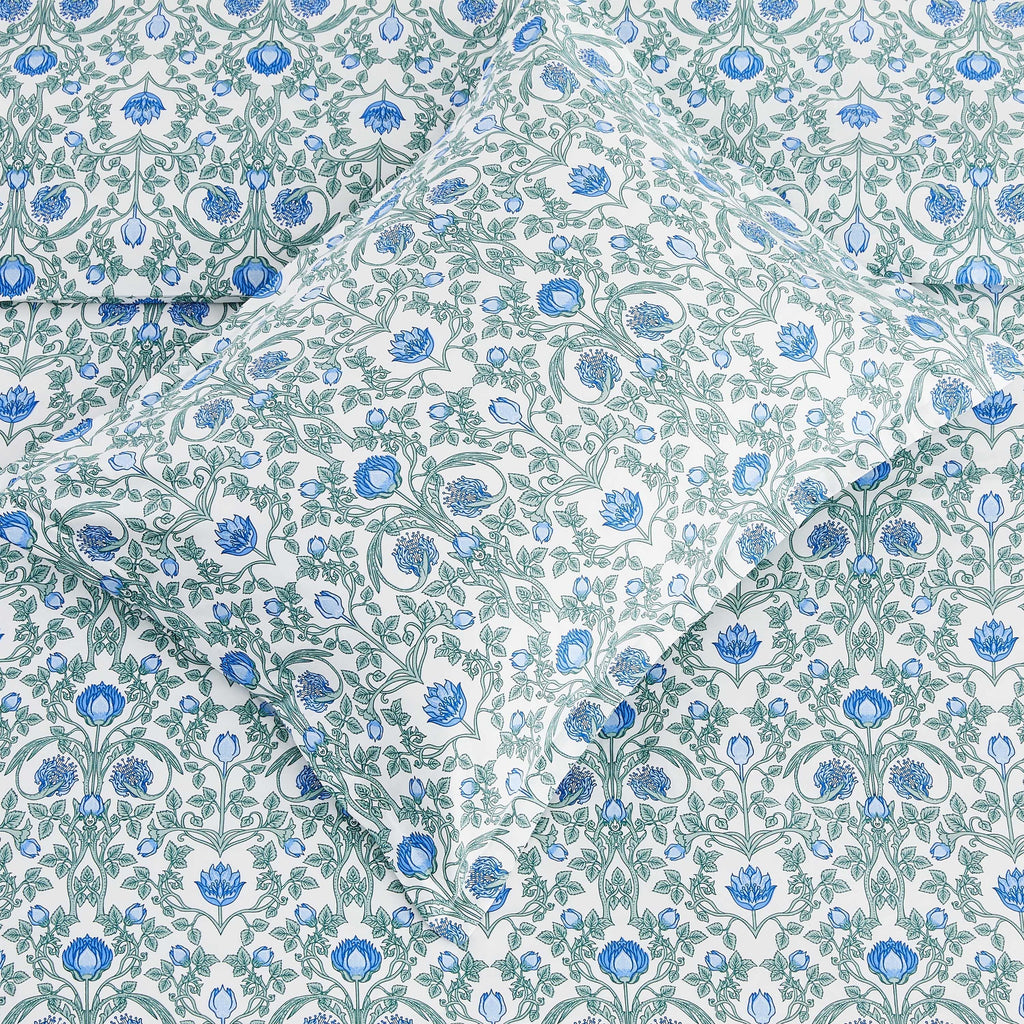 Arts & Crafts Floral Printed Duvet Set, dimensions view - House Of Avana