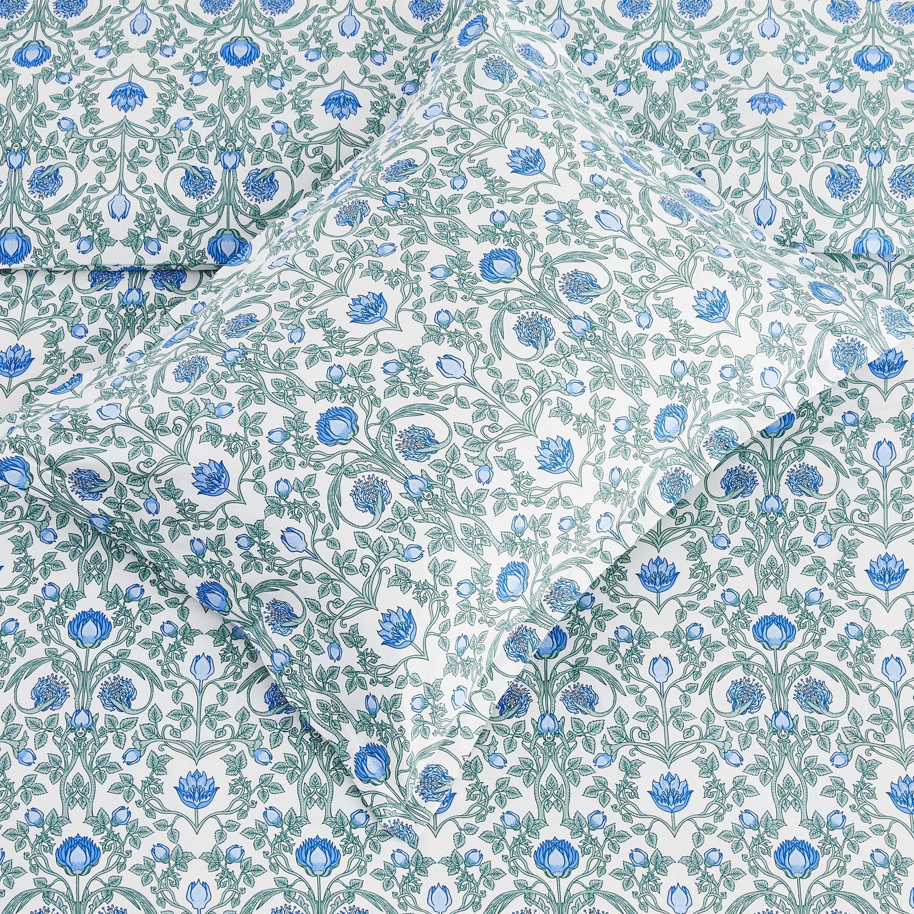 Arts & Crafts Floral Printed Duvet Set, dimensions view - House Of Avana