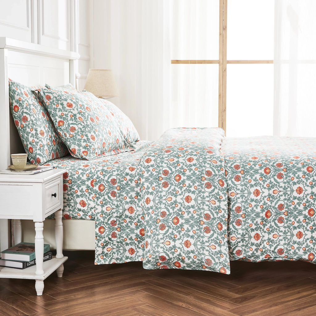 Arts & Crafts Floral Printed Duvet Set, alternate view - House Of Avana