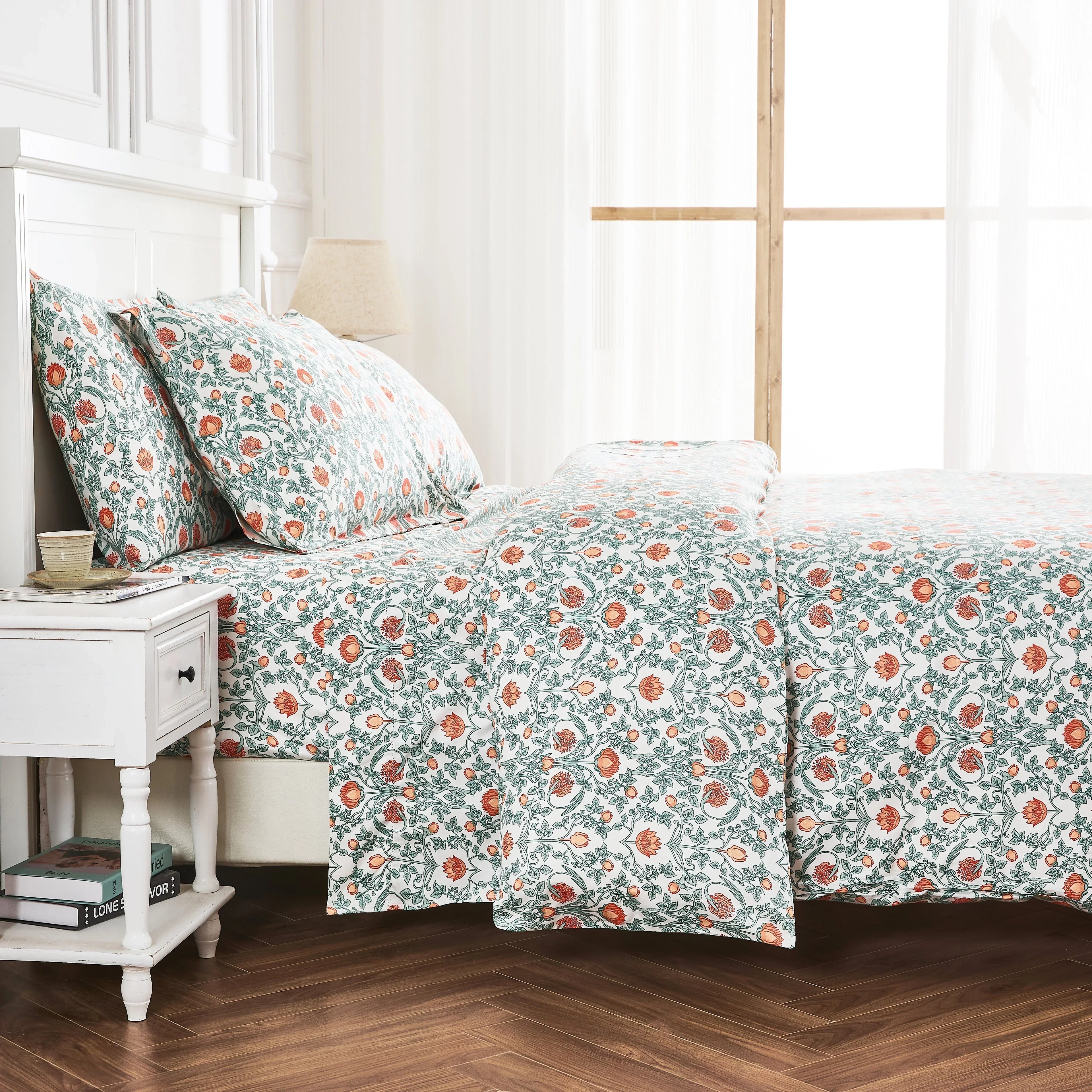 Arts & Crafts Floral Printed Duvet Set, alternate view - House Of Avana