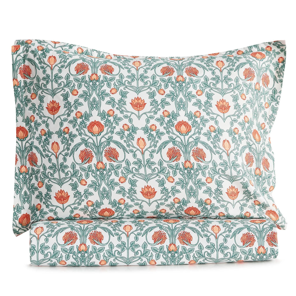 Arts & Crafts Floral Printed Duvet Set, top view - House Of Avana