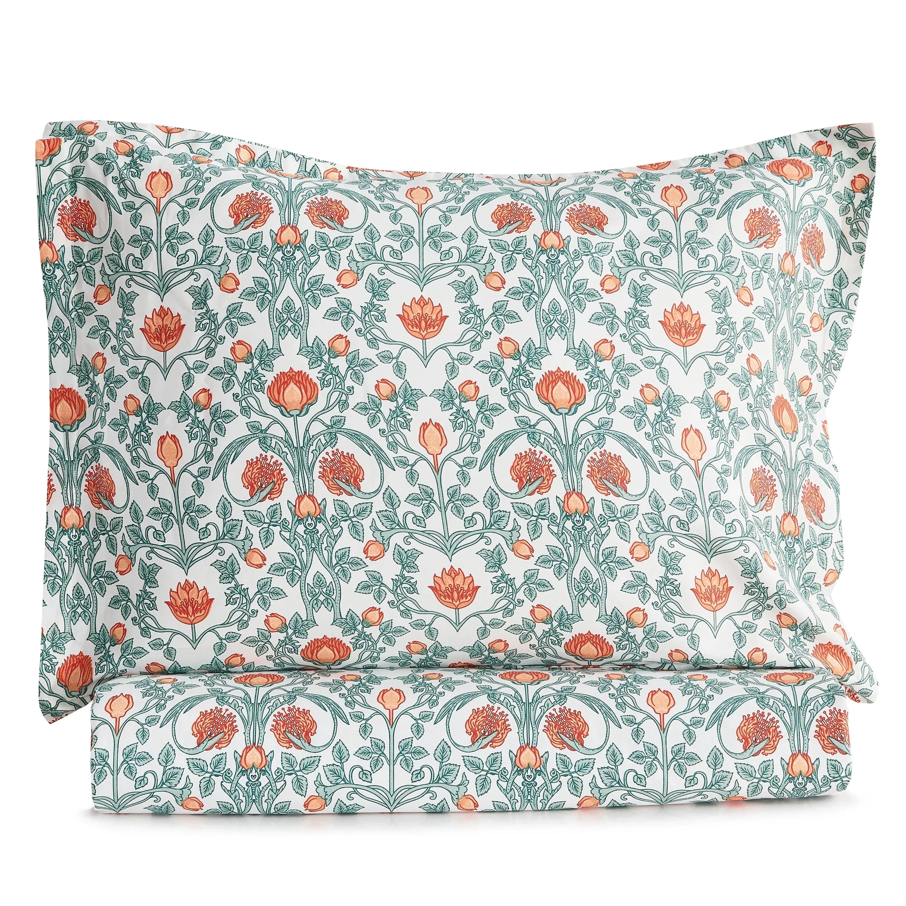 Arts & Crafts Floral Printed Duvet Set, top view - House Of Avana
