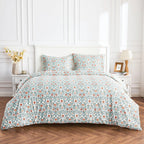 Arts & Crafts Floral Printed Duvet Set, angled view - House Of Avana