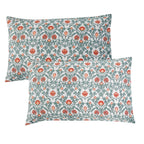 Arts & Crafts Floral Printed Pillowcase Pair, close-up view - House Of Avana