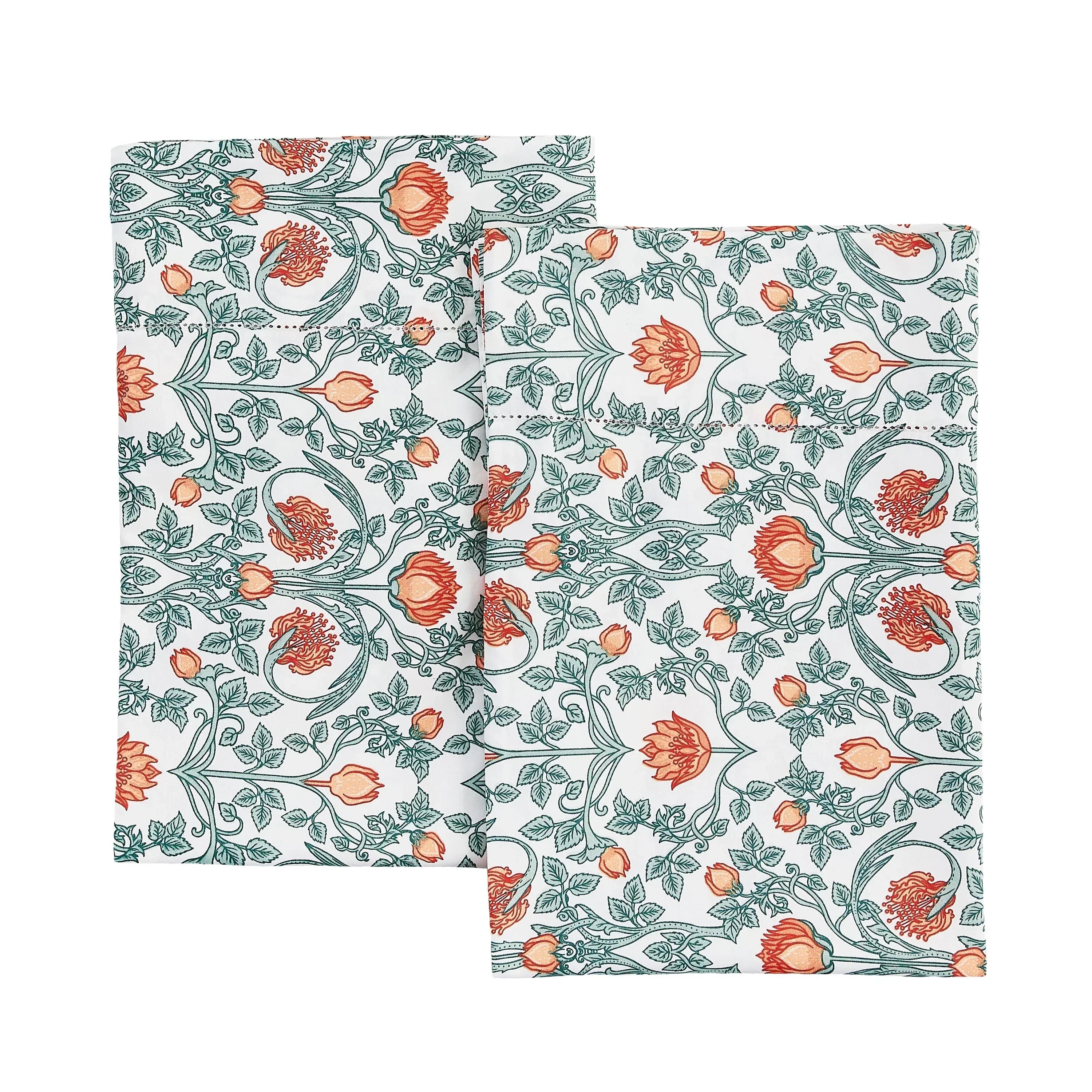 Arts & Crafts Floral Printed Pillowcase Pair, back view - House Of Avana