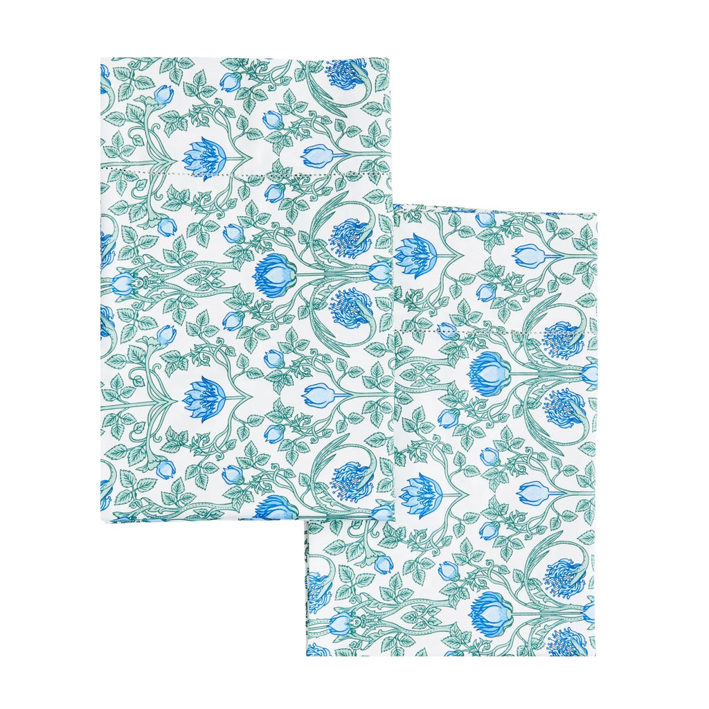 Arts & Crafts Floral Printed Pillowcase Pair, side view - House Of Avana