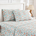 Arts & Crafts Floral Printed Sheet Set, front view - House Of Avana