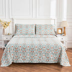 Arts & Crafts Floral Printed Sheet Set, side view - House Of Avana
