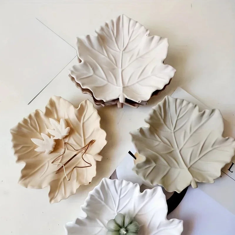 Ash Tray - Large Maple Leaf Wooden, front view - House Of Avana
