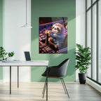 Astronaut Sloth Glass Wall Art – Cute Space Explorer Uv Print Design-kafcd047, front view - House Of Avana