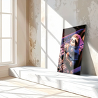 Astronaut Sloth Glass Wall Art – Cute Space Explorer UV Print Design-KAFCD047 Peony Atelier