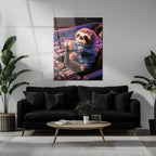 Astronaut Sloth Glass Wall Art – Cute Space Explorer Uv Print Design-kafcd047, lifestyle image - House Of Avana