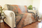 Autumn Authentic Tapestry Throw Blanket - Decorative Orange Fall Leaves Forest Woven Stitched Design - 50" x 60" DaDalogy Bedding Collection