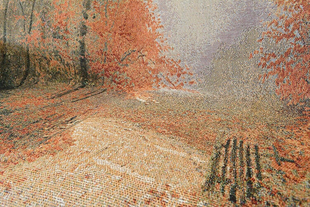 Autumn Authentic Tapestry Throw Blanket - Decorative Orange Fall Leaves Forest Woven Stitched Design - 50" x 60" DaDalogy Bedding Collection
