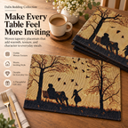 DaDalogy Bedding Set of 4 Pieces Autumn Birds Blessing Tapestry Dining Placemats 13” x 19” (Thanksgiving)