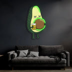 Avocado Beer Uv Printed Neon, Beer Neon Wall Art, Avocado Neon Light Sign, front view - House Of Avana