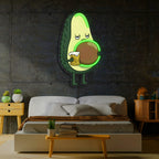 Avocado Beer Uv Printed Neon, Beer Neon Wall Art, Avocado Neon Light Sign, side view - House Of Avana