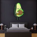 Avocado Beer Uv Printed Neon, Beer Neon Wall Art, Avocado Neon Light Sign, lifestyle image - House Of Avana