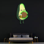 Avocado Beer Uv Printed Neon, Beer Neon Wall Art, Avocado Neon Light Sign, top view - House Of Avana