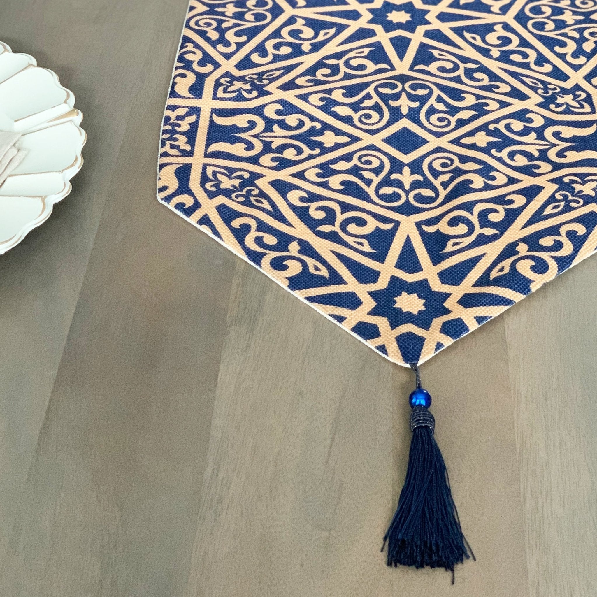 Ayyubid Pattern Table Runner Tea + Linen