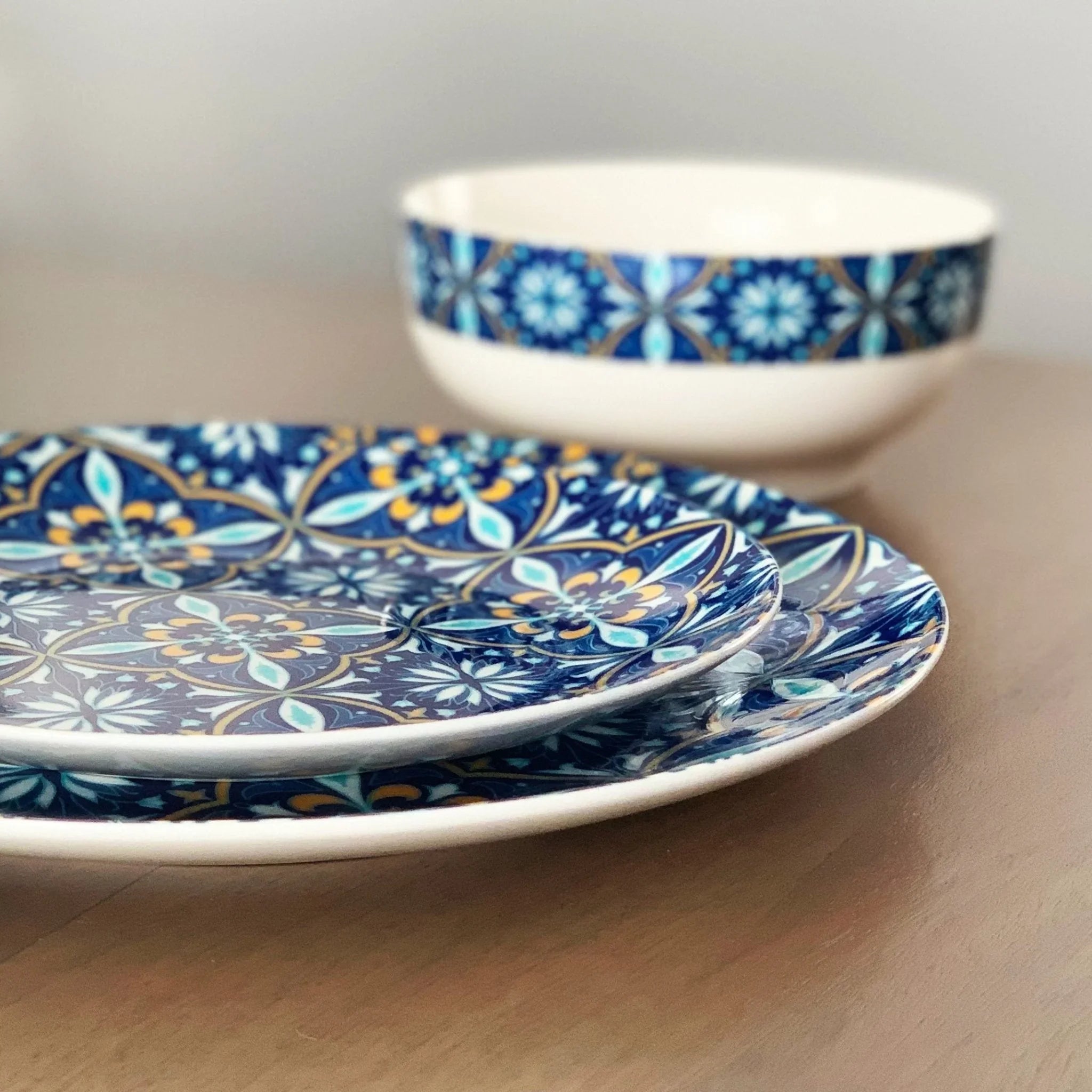 Azul Bone China Dinnerware Set, back view - House Of Avana