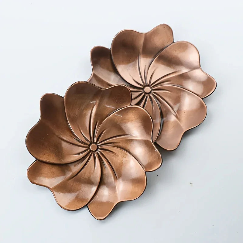 1pc Elegant Cherry Blossom Coaster with Holder - Red Copper-Toned Metal, Heat-Resistant, Non-Slip - Perfect for Home Decor & Gifts, Ideal for Christmas, Halloween, Easter, Thanksgiving, Hanukkah, Best for Christma