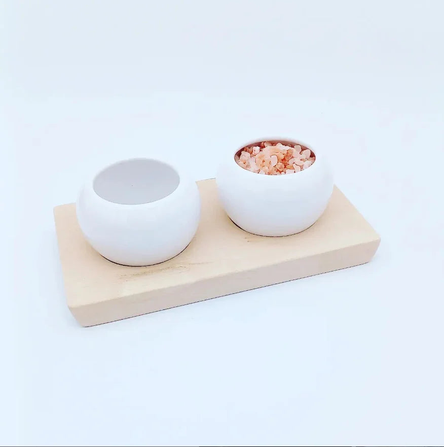 Dipping & Spice Wooden and Ceramic Bowl Pair Kanju Interiors