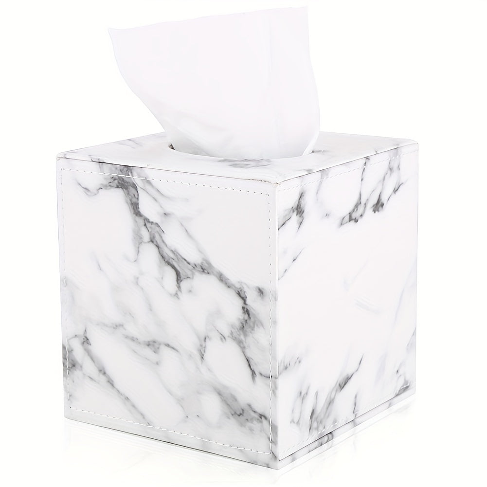 LADSTAG Elegant Marble Pattern PU Leather Tissue Box Holder - Square, Refillable Paper Napkin Dispenser for Home & Car, Perfect for Mother'S Day, Kitchen & Dining Decor House Of Avana