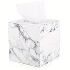 LADSTAG Elegant Marble Pattern PU Leather Tissue Box Holder - Square, Refillable Paper Napkin Dispenser for Home & Car, Perfect for Mother'S Day, Kitchen & Dining Decor House Of Avana