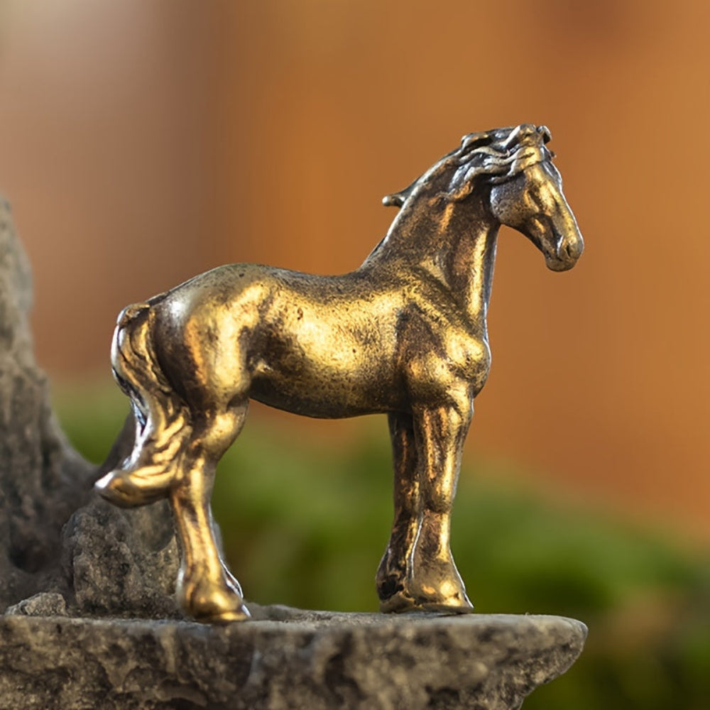 Vintage Brass Horse Figurine Galloping Prancing 1550 grams, 3 lbs. 6 sold oz.