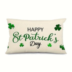 Throw Pillow - Linen Happy St Patricks Day Clover