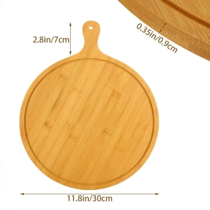 Pizza Peel - Natural Bamboo Round 28x42cm