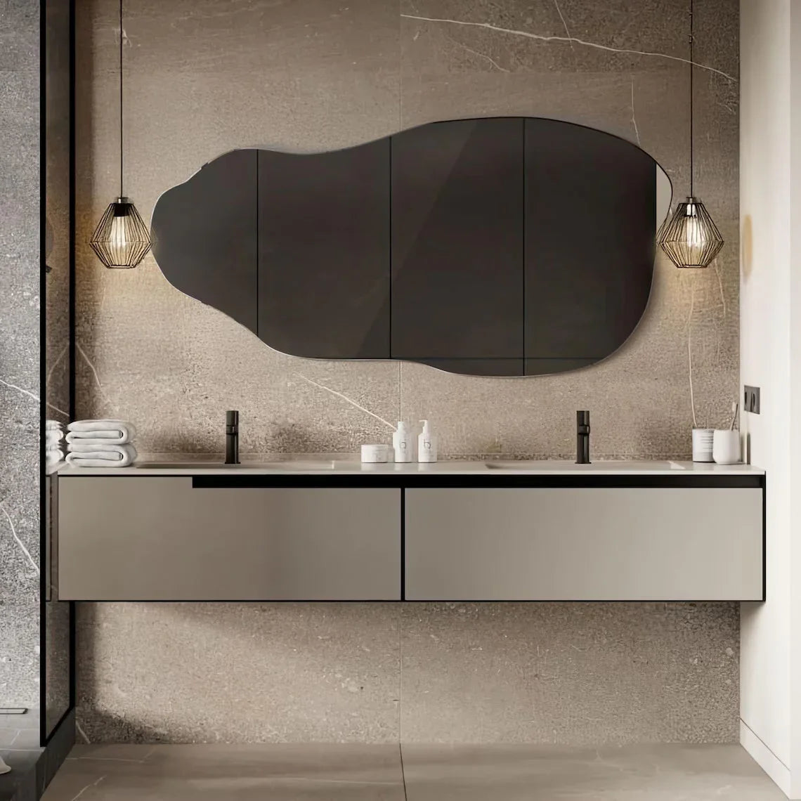 Large Modern Wave Mirror - Full-Length Vertical design with Curve, Elegant Bedroom Living Room Decor, Easy Installation No Wiring Needed, Durable for Home or Commercial Spaces, Wall Mirrors for Living Room, Easyinstallation M House Of Avana