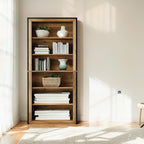 7-Tier Rustic Wood Bookshelf - 74.4" Tall Vintage Open Shelf Display Rack, Slim Space-Saving Design with Mixed Brown & Black Tones, Multi-Purpose Storage for Living Room, Home Office, Bedroom - Easy Assembly, Durable MDF & Re House Of Avana