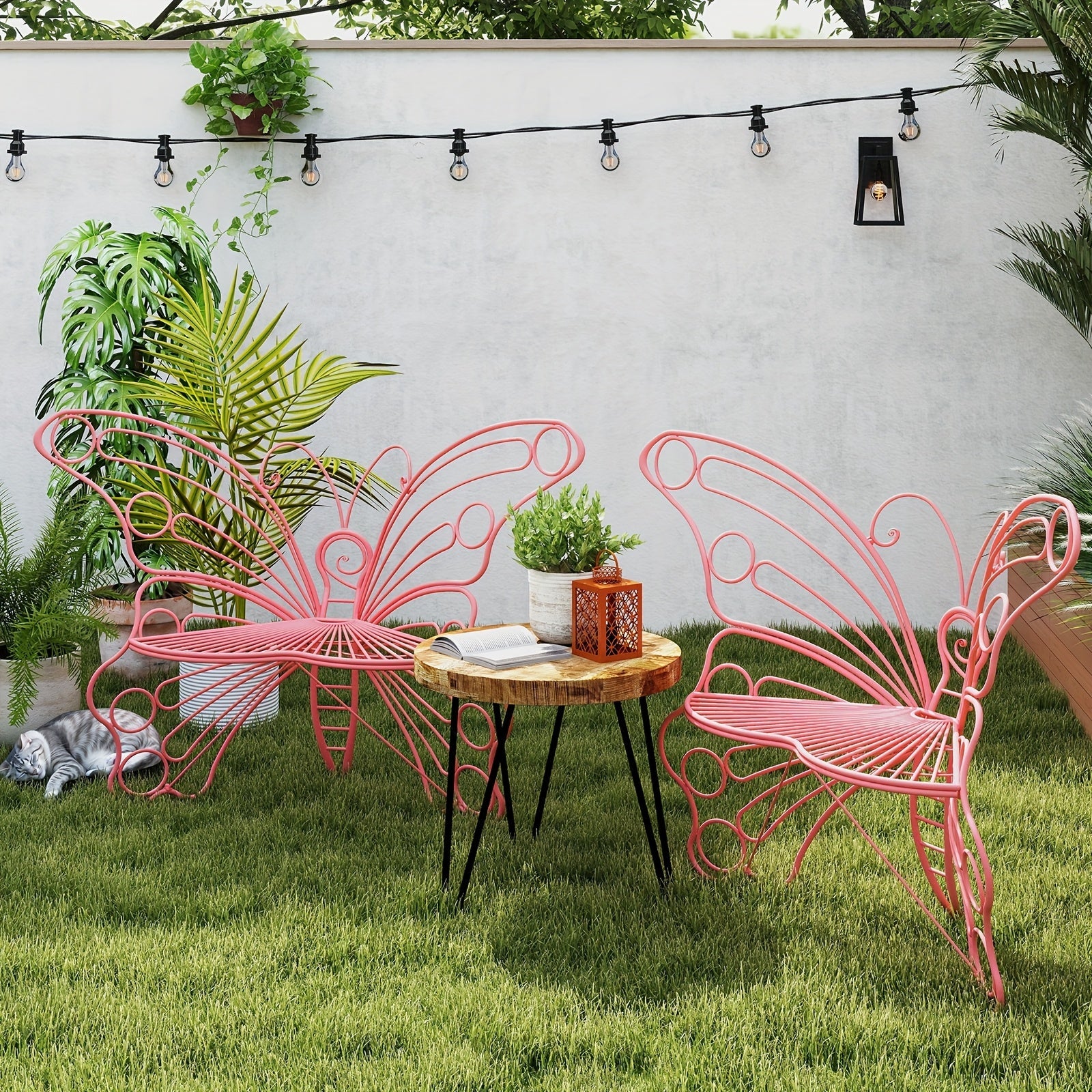 [Butterfly Garden Bench] Sturdy Iron Metal Frame 50 Inches Outdoor Bench | Pretty Butterfly Garden Bench for Porch, Lawn, Yard House Of Avana