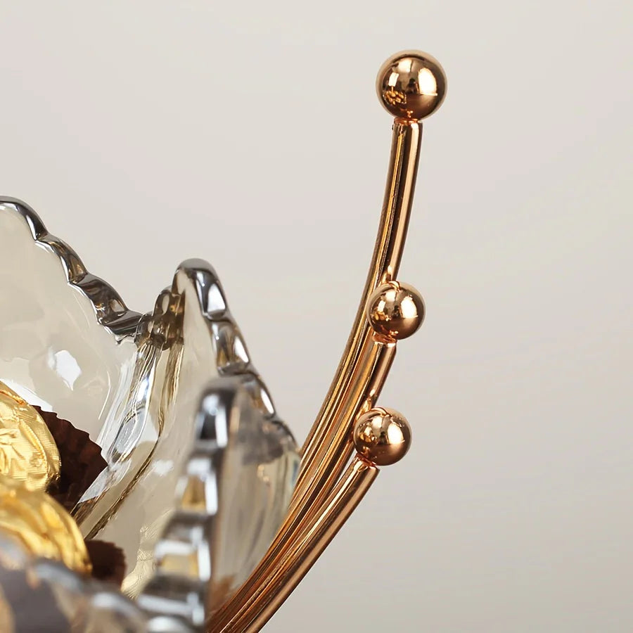 Gold Decor Bowl - Lotus Design Centerpiece