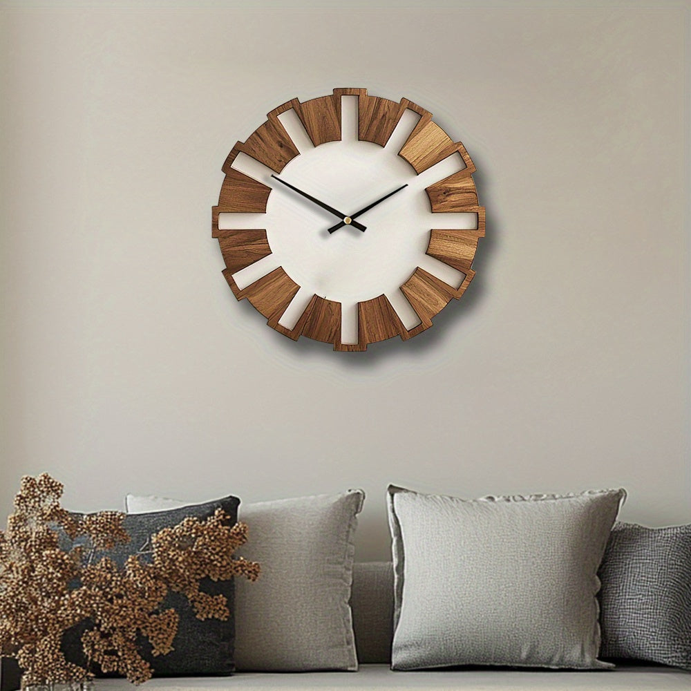 [Artistic Wooden Wall Clock] Artistic Silent Decorative Wooden Round Wall Clock | Battery Operated, Vintage Home Decor for Kitchen, Living Room, Bedroom, Office - 14, 16, 18 Inch House Of Avana