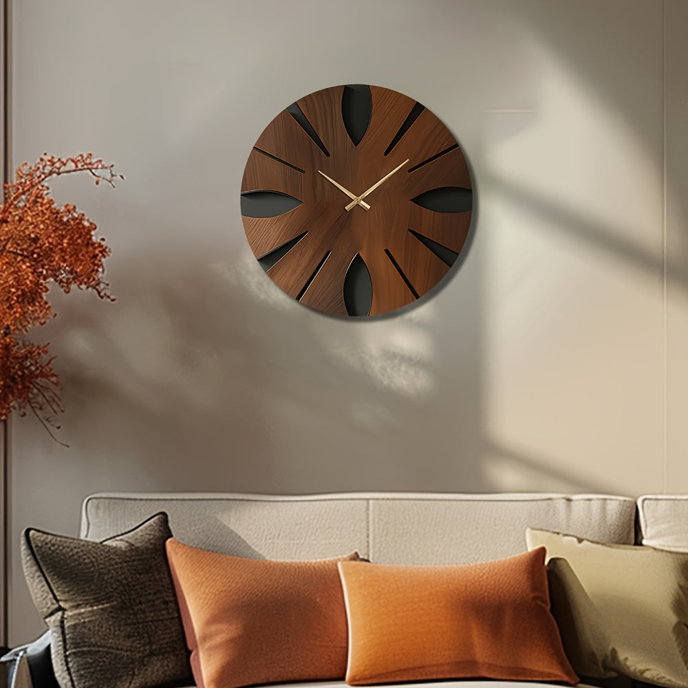 Artistic Wooden Wall Clock - Silent, Non-Ticking, Unique Irregular Shape | Decorative MDF Home Decor for Living Room, Bedroom, Office House Of Avana