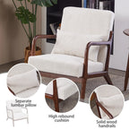 Mid-Century Modern Accent Chair, Arm Chair Living Room Chairs with Pillow Upholstered Reading Chair with Solid Wood Frame & Living Room Bedroom Balcony (beige) Streamdale Furniture