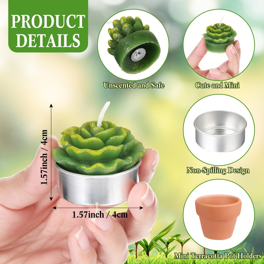 36pcs Succulent Candles Decorative Cactus Tealight Candle Novelty Tea Lights Handmade Baby Shower Candle Decorations Plant Candle with Mini Terracotta Clay Candle Holders for Wedding (Red) House Of Avana