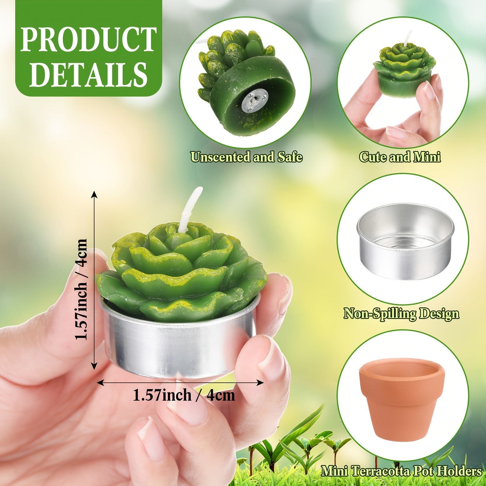 36pcs Succulent Candles Decorative Cactus Tealight Candle Novelty Tea Lights Handmade Baby Shower Candle Decorations Plant Candle with Mini Terracotta Clay Candle Holders for Wedding (Red) House Of Avana