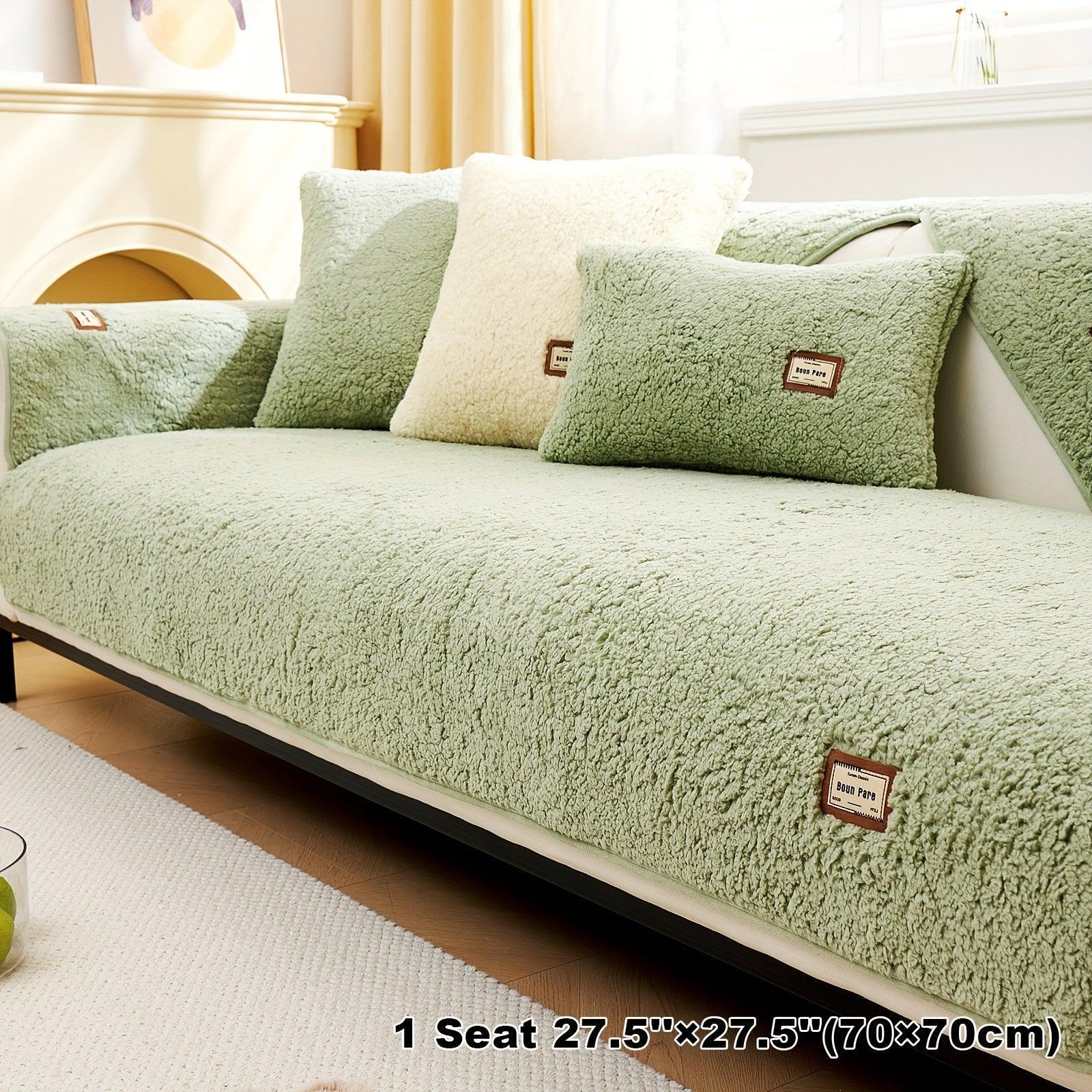 Durable 3 cushion couch cover | High-Quality Plush Sherpa Sofa Cover topspet