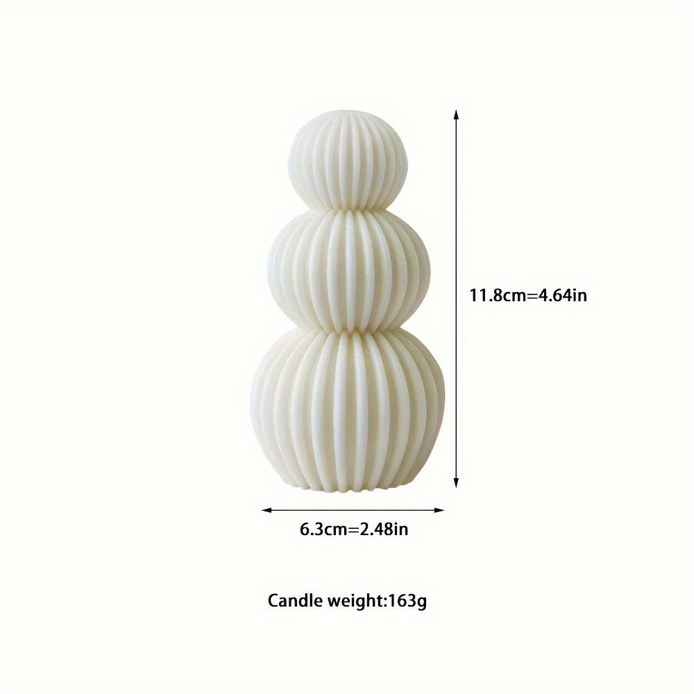 Nordic Minimalist Wave Ball Candle - White & Beige Marble Texture, Spherical Geometric Design, Soy Wax Candle for Home, Office, Spa - Indoor/Outdoor Decor, Candles For Home Decor, Office Ambiance, Modern Decor, Decorative Can House Of Avana