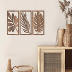 Wall Pediment - Tropical Leaf Design Wooden Natural