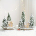 Mini Artificial Christmas Tree and House Set with Glowing Lights - Round Base, Battery-Powered, Ideal for Holiday Decorations, Winter Season, Christmas Tree Decorations, Best for Christmas, Perfect for Thanksgiving House Of Avana