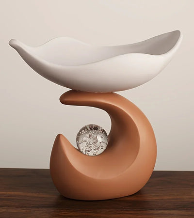 Modern Resin Organizer Tray with Crystal Ball Decoration – Wavy Design Desktop Organizer for Keys, Watches, Glasses – Storage Bowl for Entryway, Office, Dressing Table, Bedside Table, Minimalist Home Decor House Of Avana