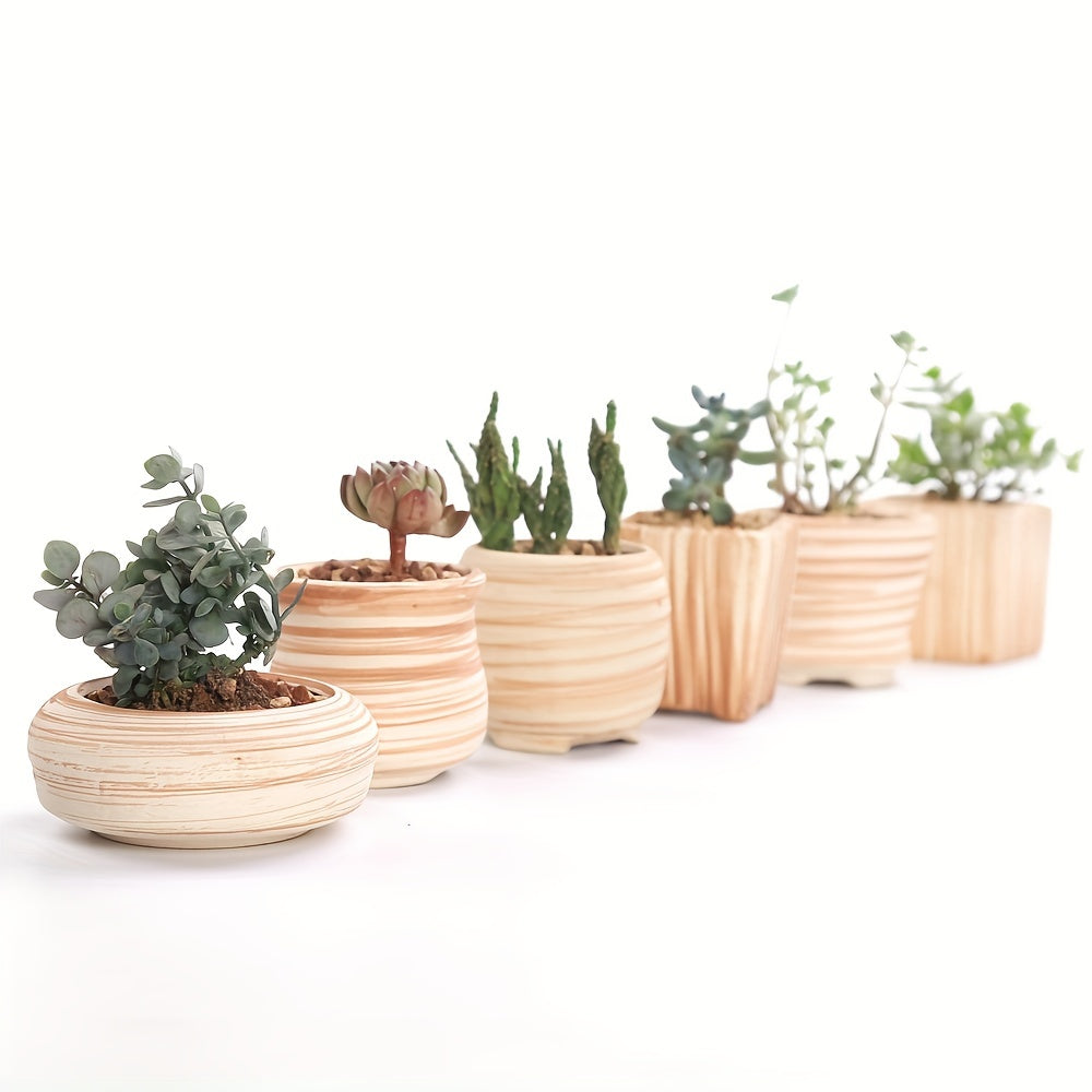 SUN-E 6pcs/Set Mini Plant Pots Pattern Succulent Plant Pot Cactus Pot Flower Pot Decorative Ceramic Planter for Home House Office Outdoor Garden Container Planter Perfect Gift Idea for Women with Drain Hole 2.5Inch/6.5cm (Pla House Of Avana
