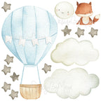 Baby Animal Inside Hot Air Balloon - Fabric Nursery Wall Art Decals, back view - House Of Avana