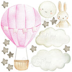 Baby Animal Inside Hot Air Balloon - Fabric Nursery Wall Art Decals, alternate view - House Of Avana