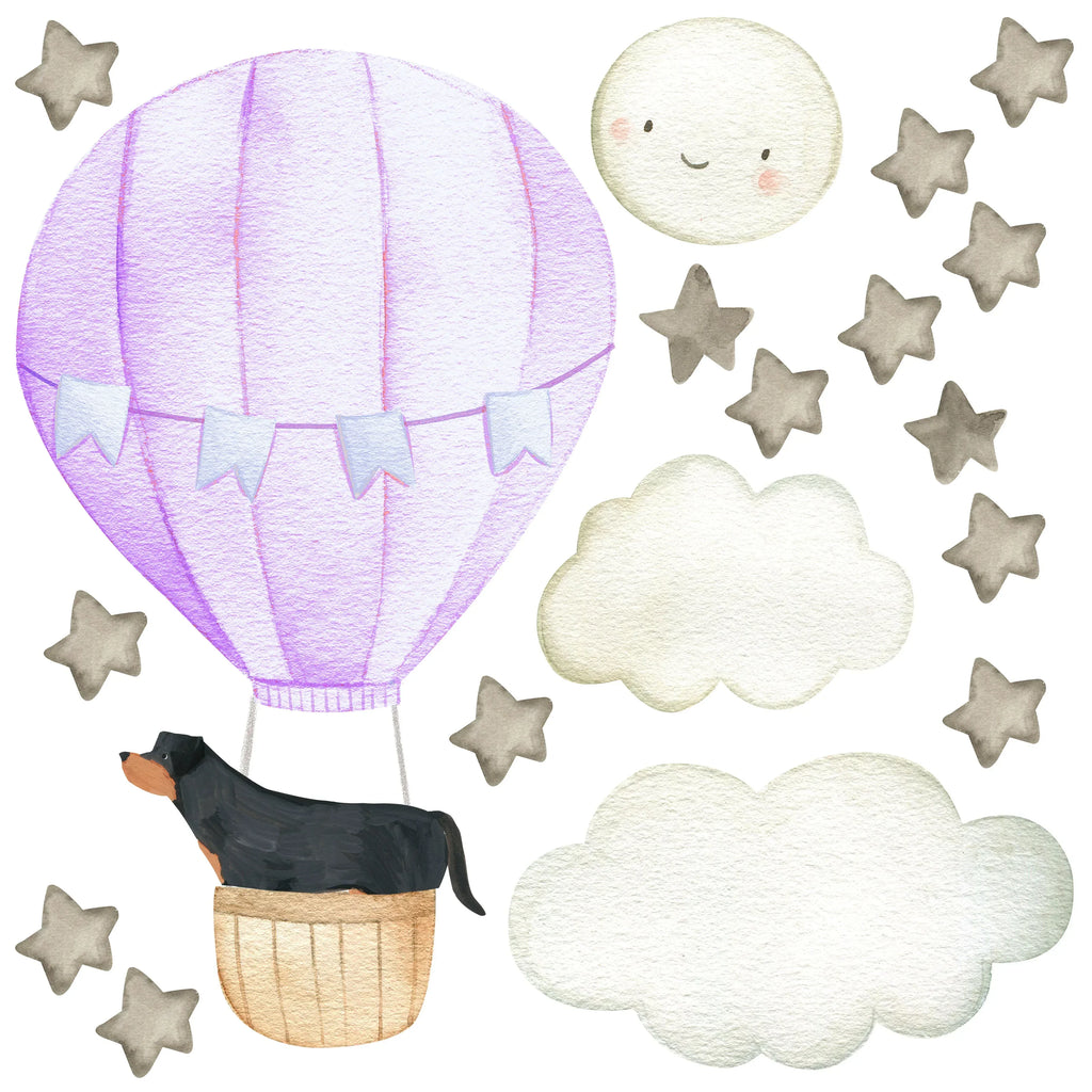 Baby Animal Inside Hot Air Balloon - Fabric Nursery Wall Art Decals, alternate view - House Of Avana